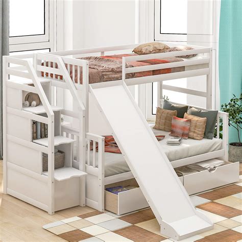 twin loft bed with slide|full loft bed with slide.